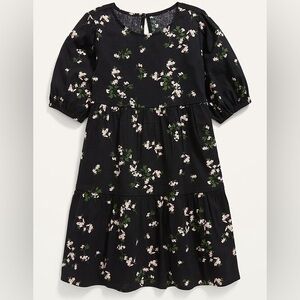 Old Navy Floral Black Girl's Dress, Size S (6-7)